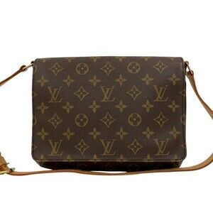 LOUIS VUITTON Authentic Brown Monogram Leather Shoulder Bag